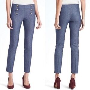 🆕️ - NWT -  Banana Republic Sloan Sailor Pants Blue Gold Crest‎ Button Size 2